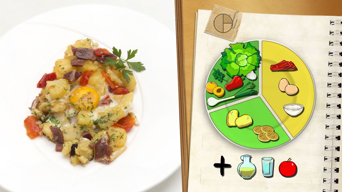 6023 1 Patatas, pimientos y huevos plato xl