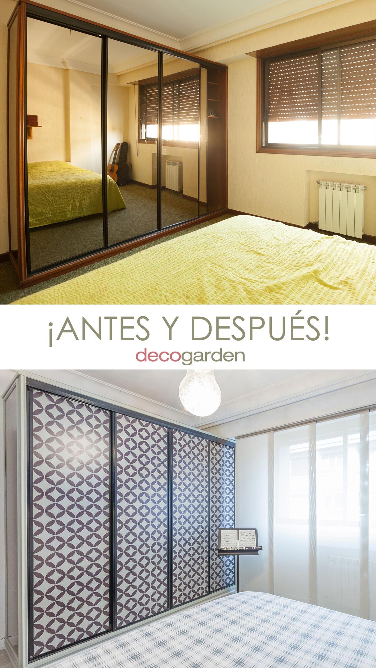 DEKO706 decorar espejos puertas armario con vinilos antes despues