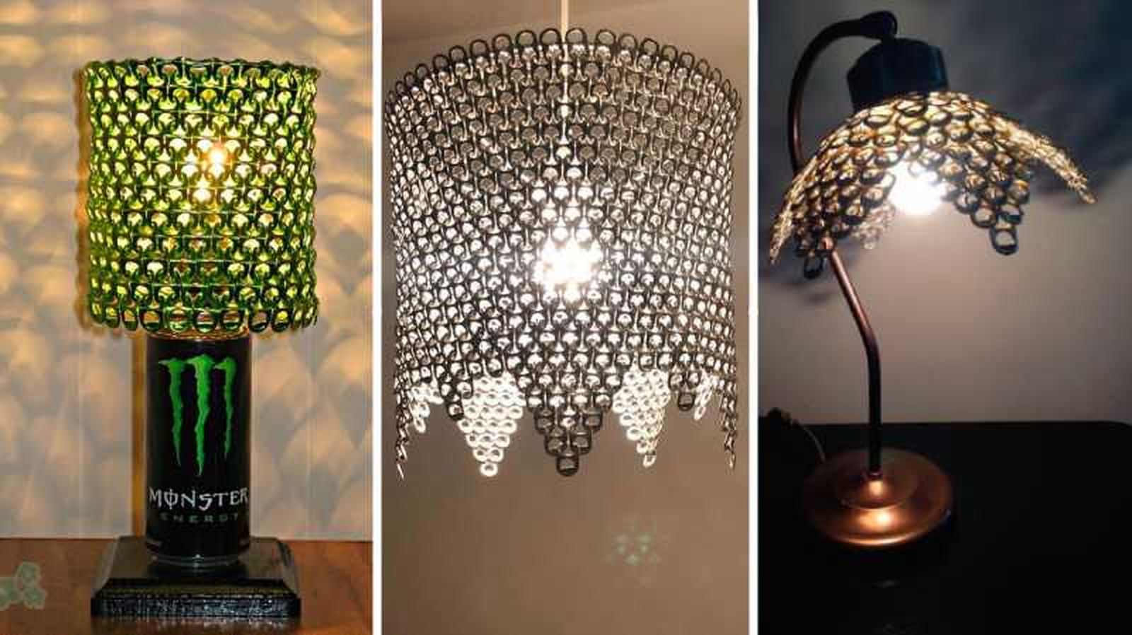 Lámparas creadas con anillas de latas / Foto 1: Pinterest @javies333 Foto 2: Pinterest @maartsartesanatos Foto 3: Pinterest @josouzaimoveis