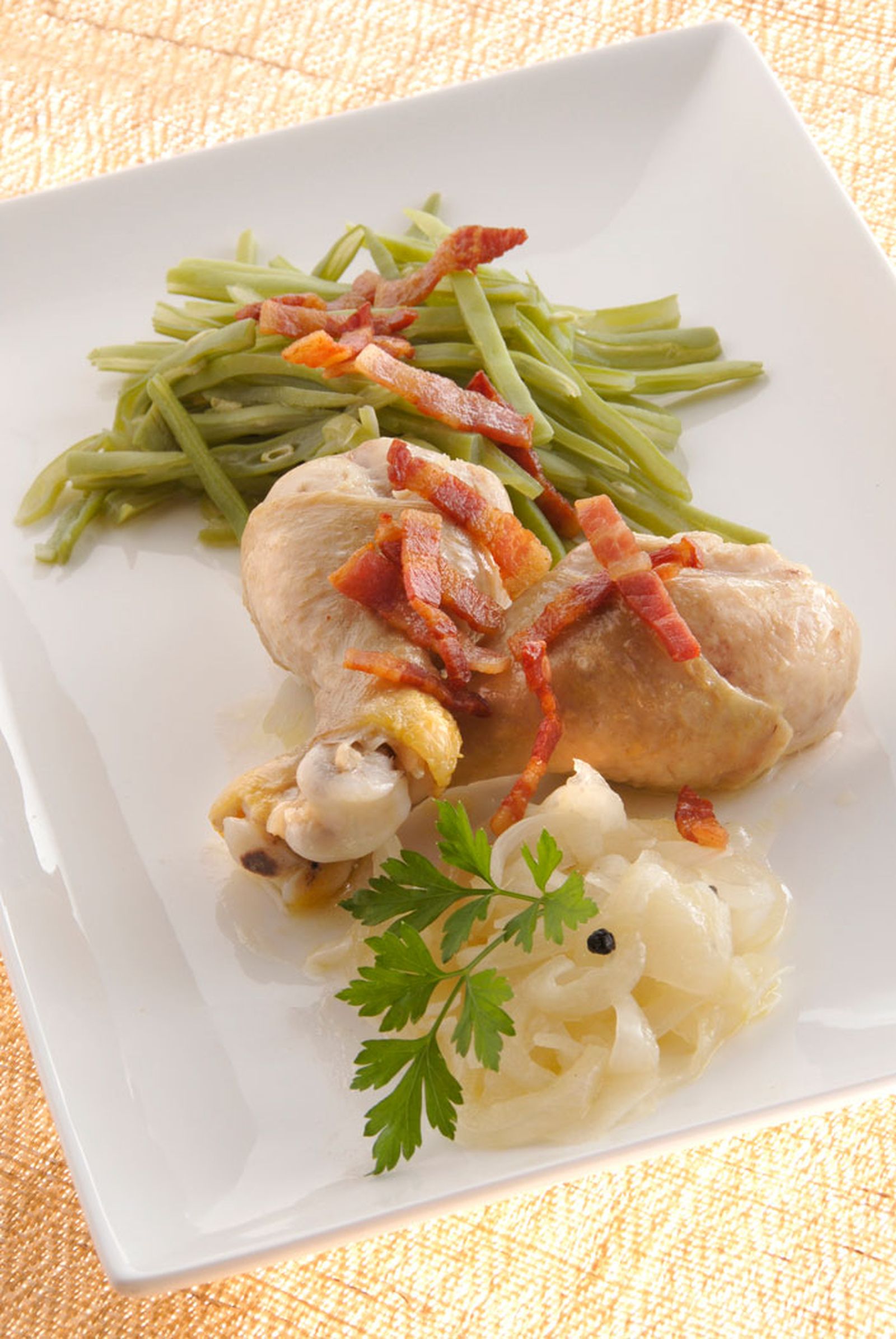 Jamoncitos de pollo con judías verdes