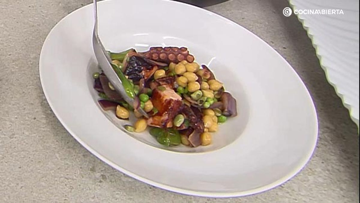 receta salteado pulpo verduras garbanzos ka paso 7