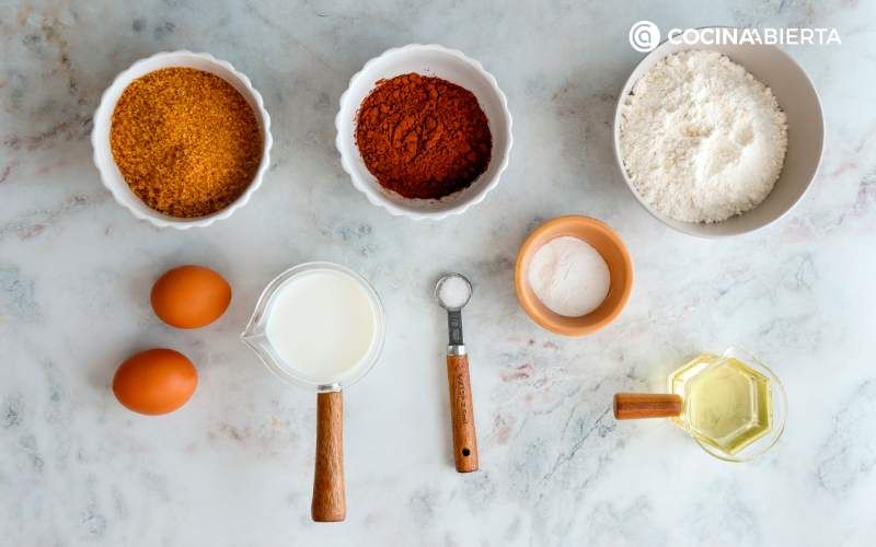 Ingredientes para hacer magdalenas de chocolate