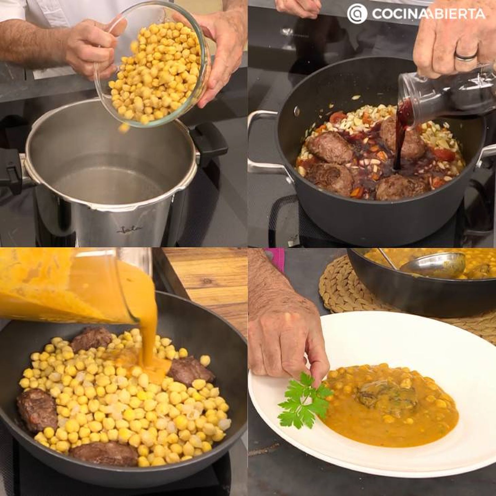 garbanzos con carrilleras de cerdo receta pasos