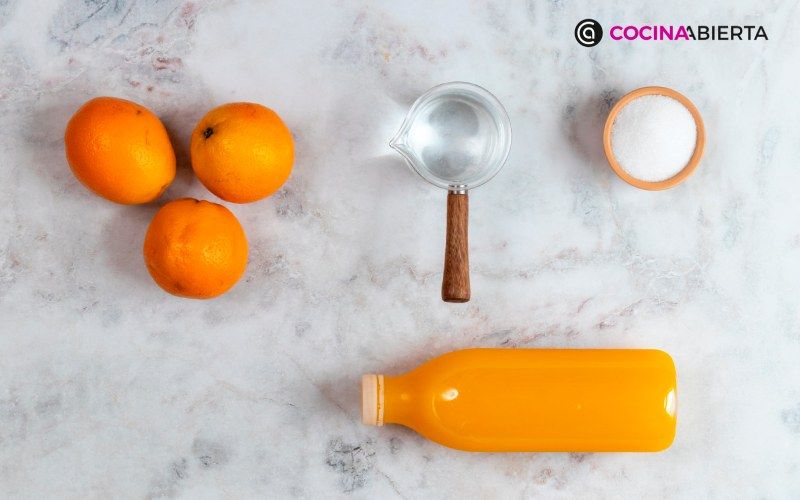 Ingredientes para hacer granizado de naranja