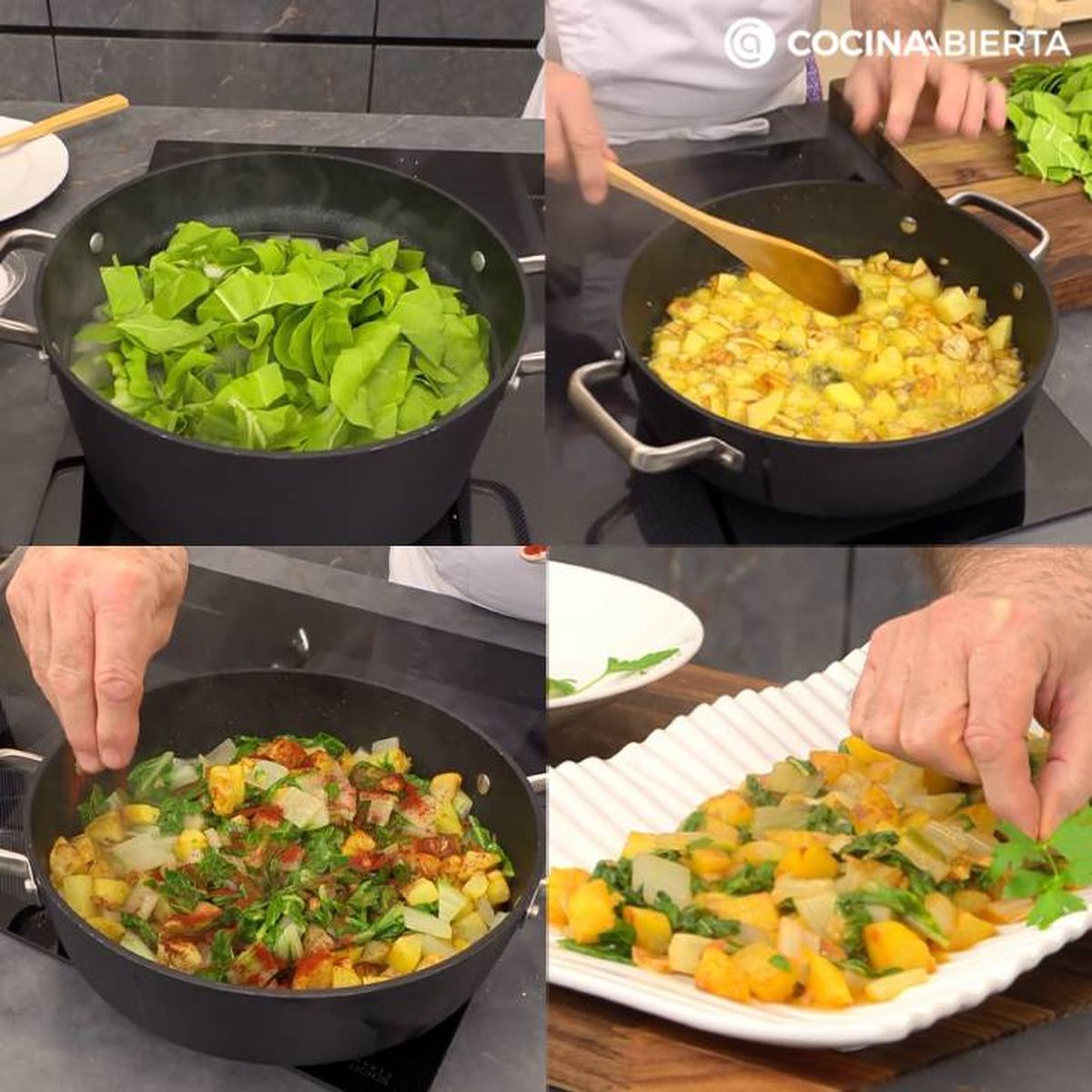 acelgas a la extremena receta pasos