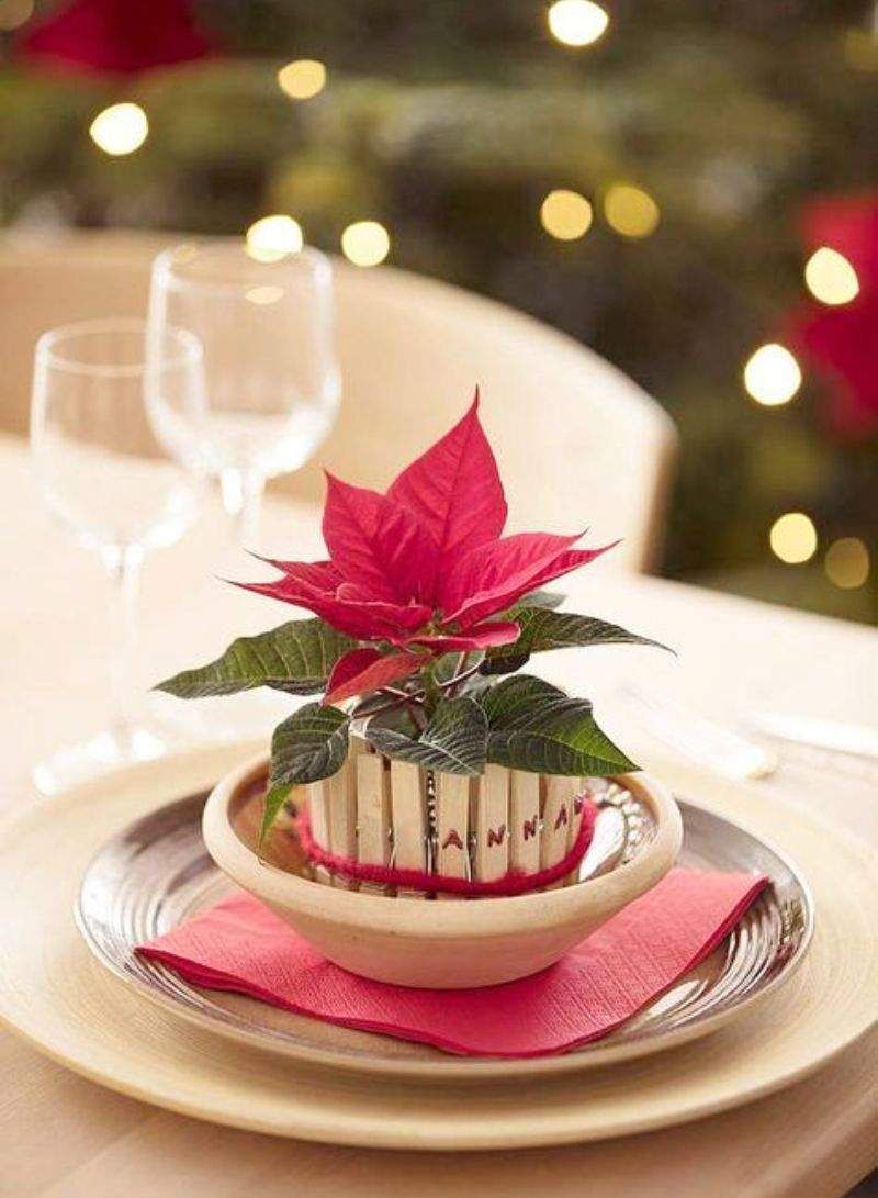 Centro de mesa con flor de Pascua