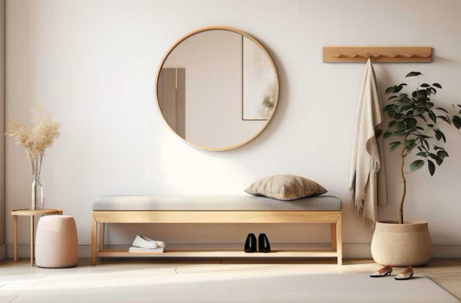 Recibidor minimalista acogedor.