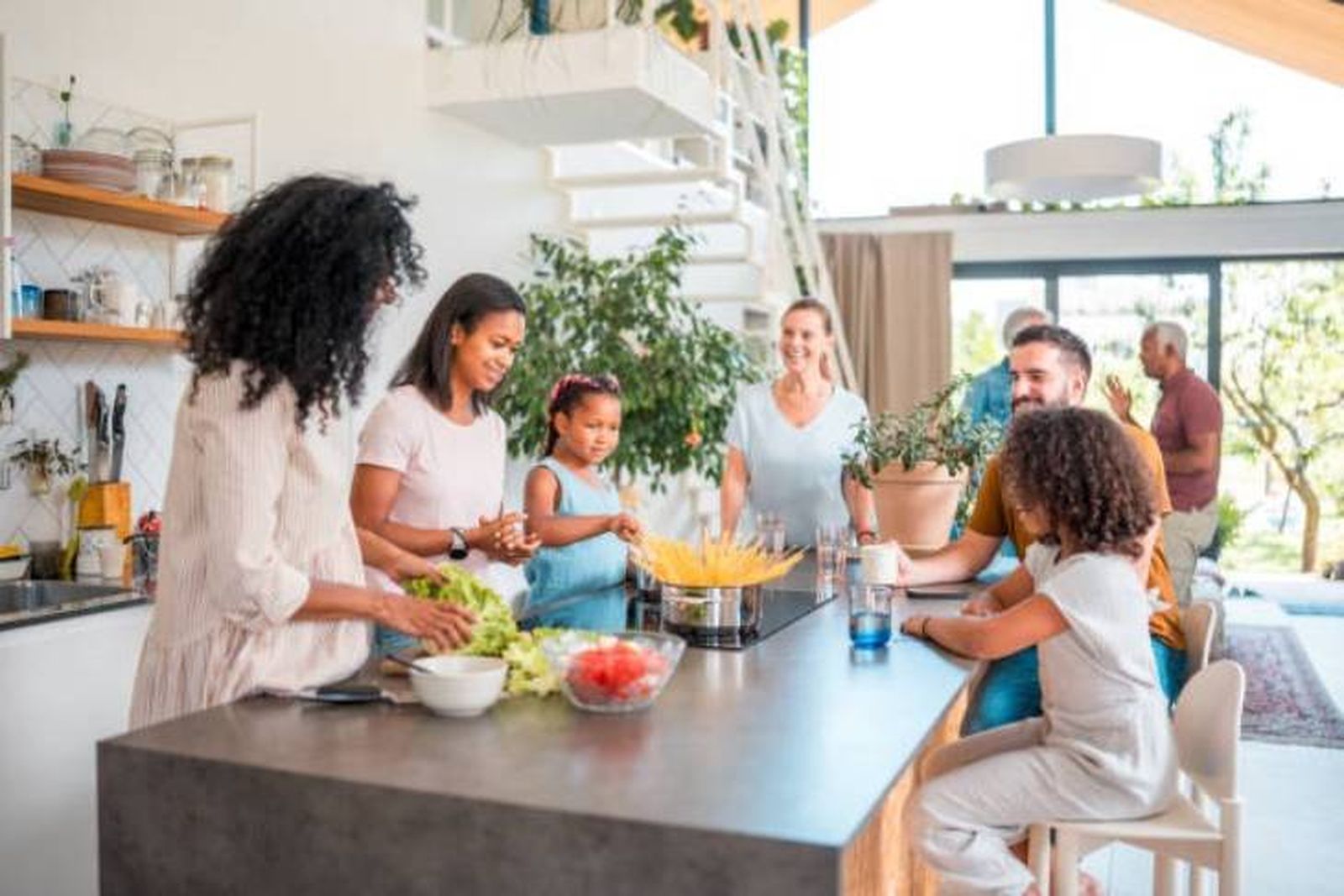 familias en cocina americana