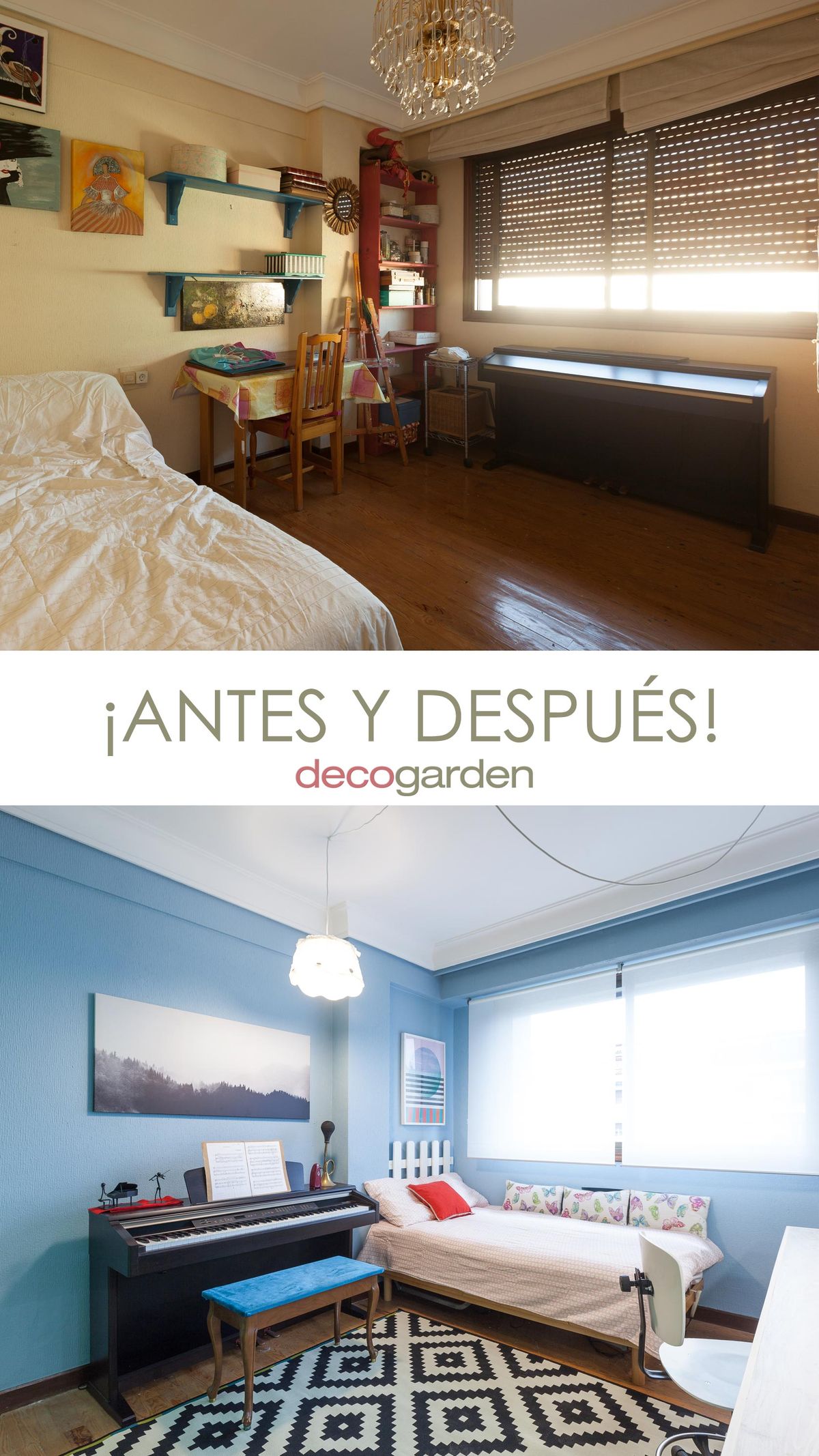 Deco705 Decorar estudio con piano antes despues