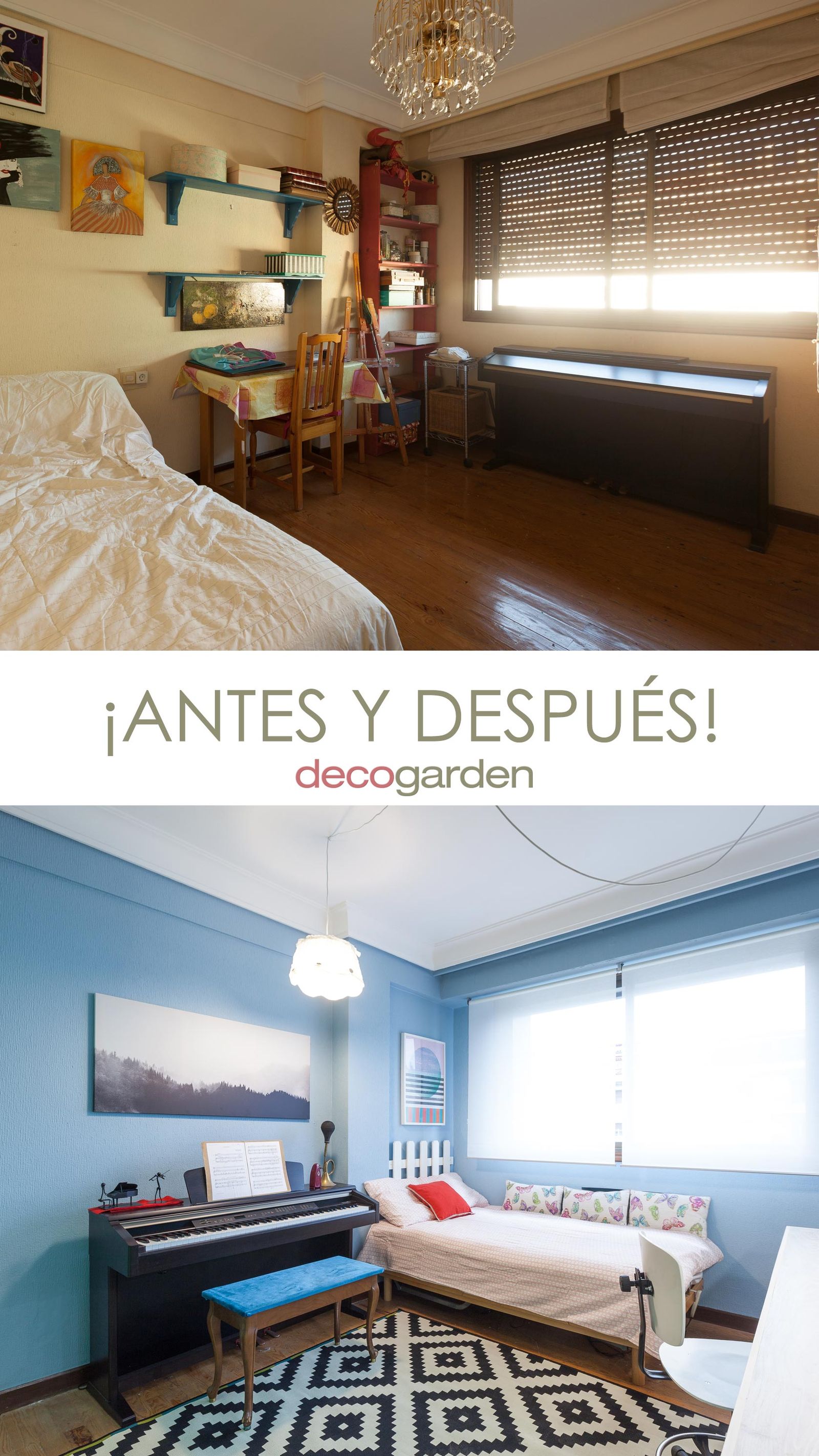 Deco705 Decorar estudio con piano antes despues