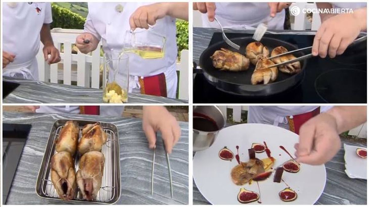 Martín Berasategui nos enseña a hacer codornices asadas, higos, crema de limequat y salsa de ciruelas