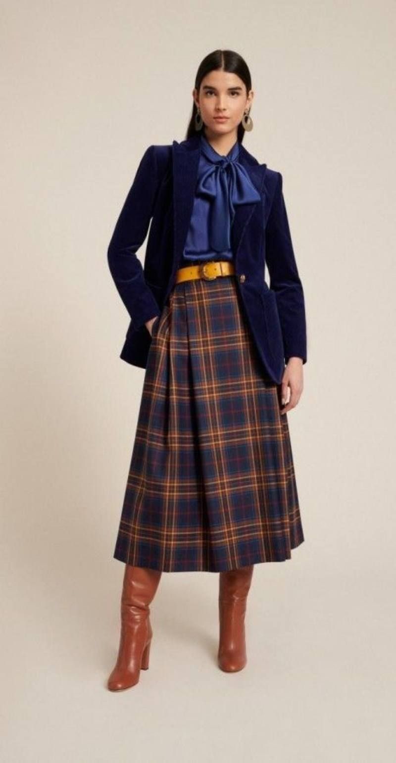 Falda escocesa para un look de oficina
