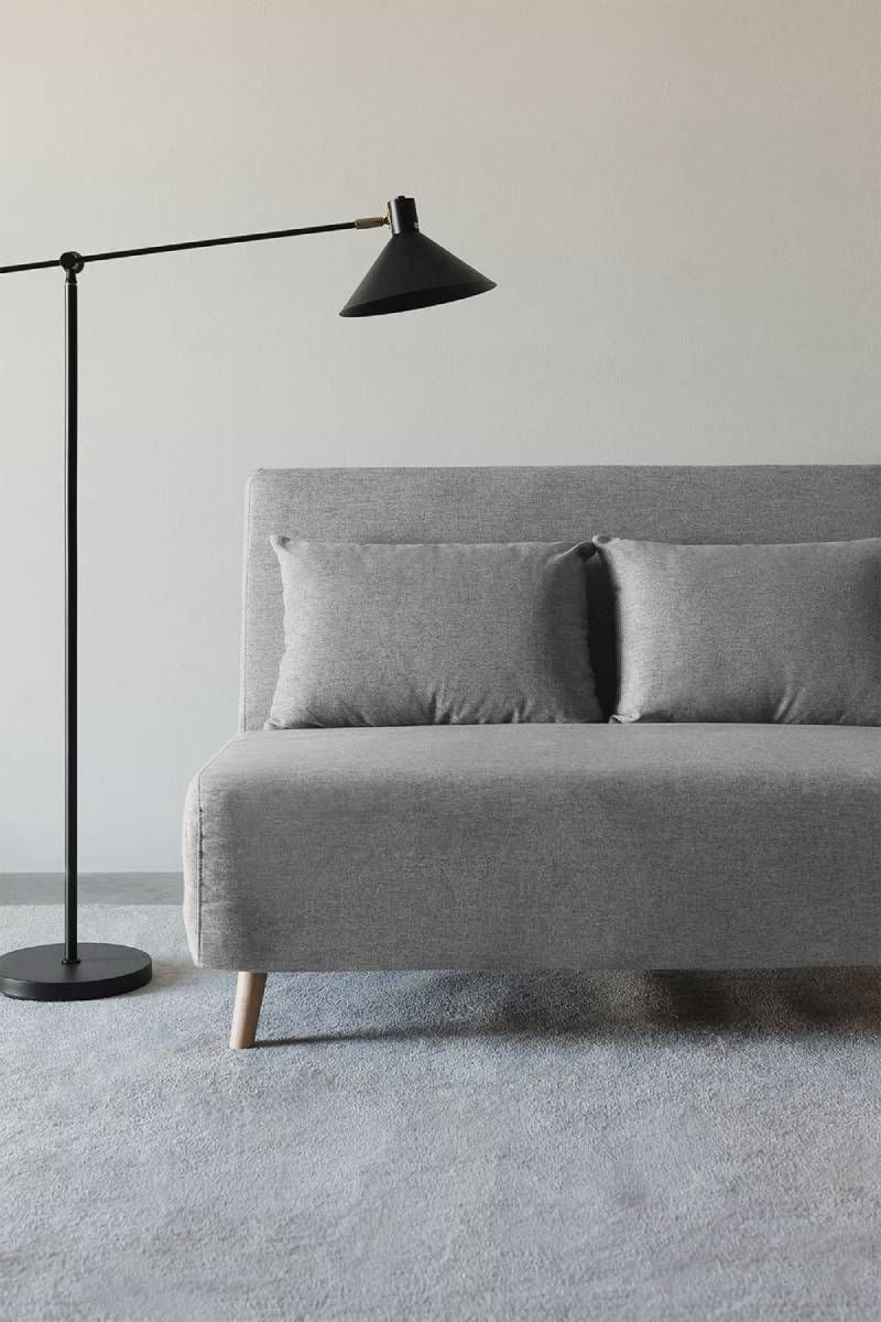 Sofá cama Elen de tela gris.