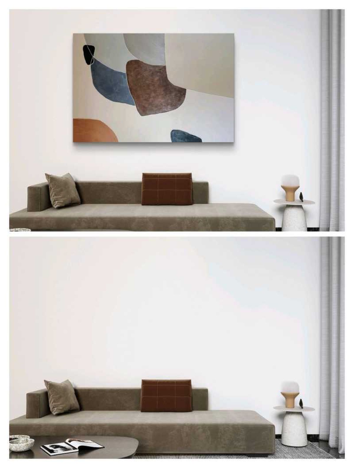 Fotomontaje de cuadro en un salón.