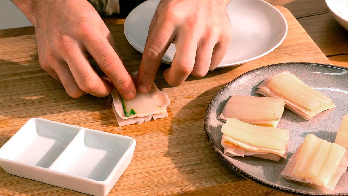 Pencas rellenas de jamón y queso   Paso 4