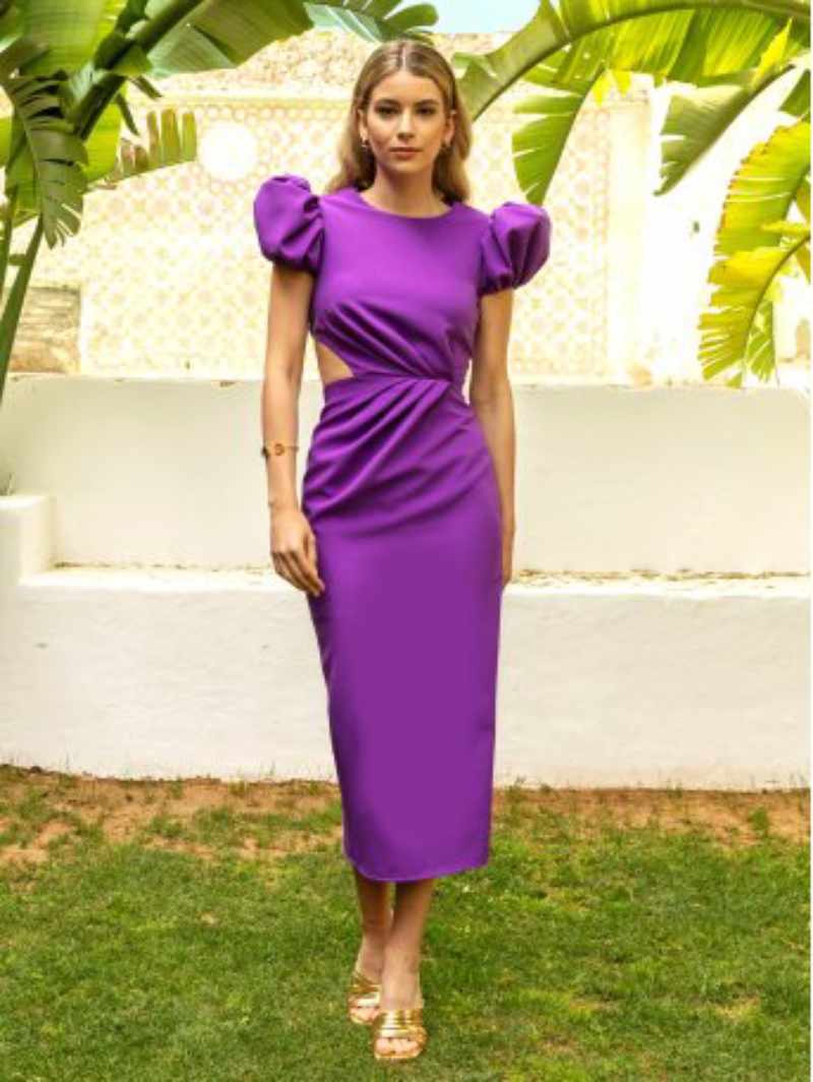 vestido liso midi boda