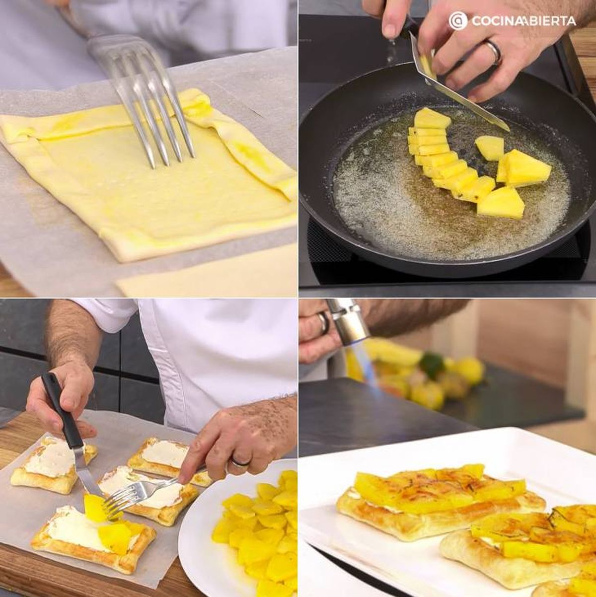 tarta pina hojaldrada pasos