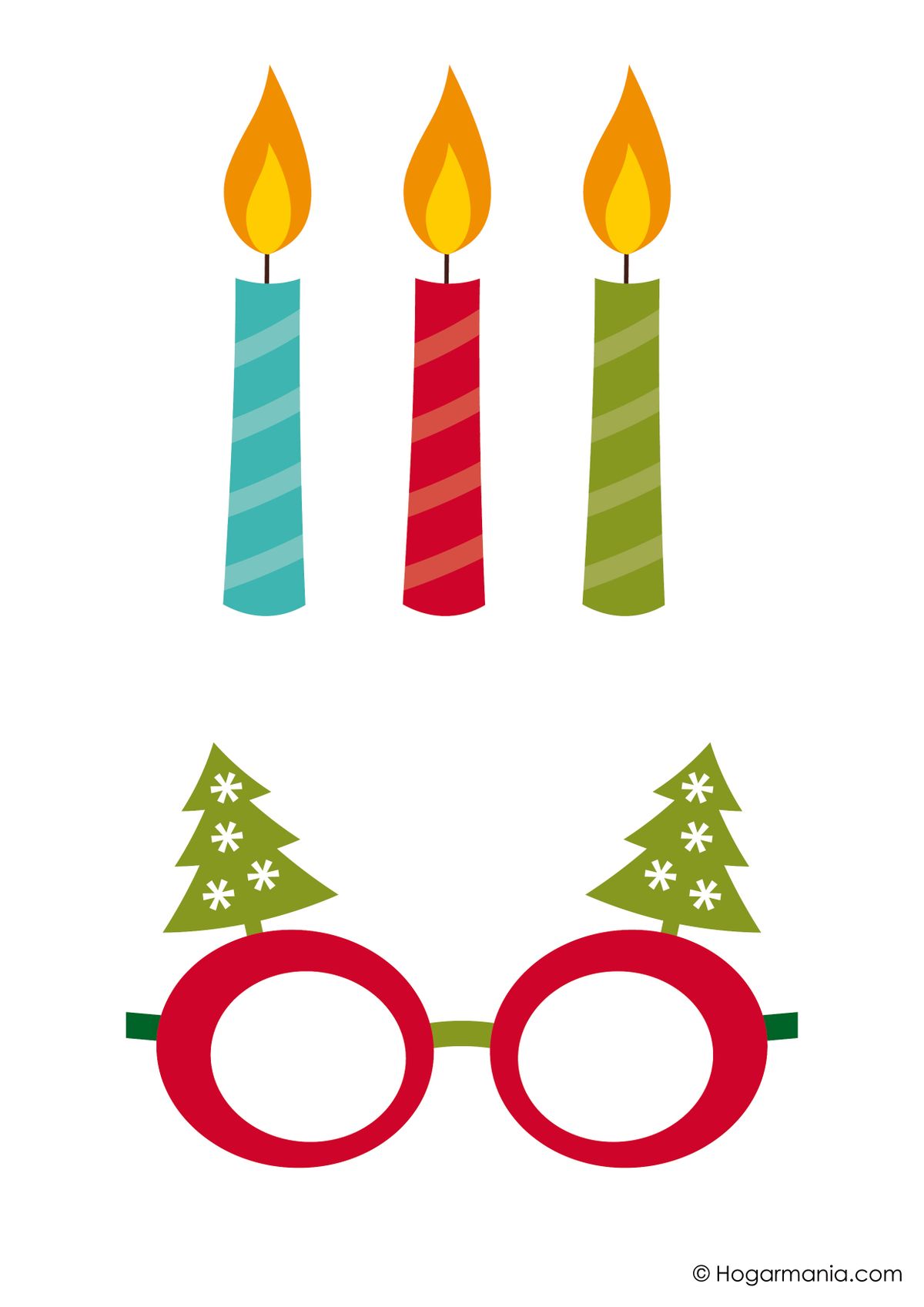 Kit descargable para hacer un photocall de Navidad   gafas velas