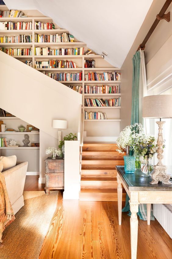 salones escaleras modernos libreria