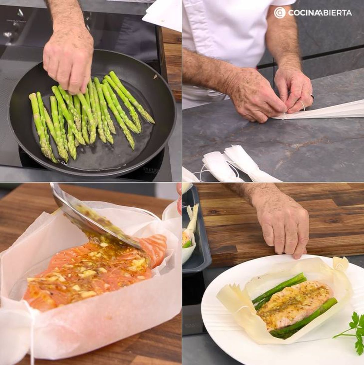 salmon asado con esparragos pasos