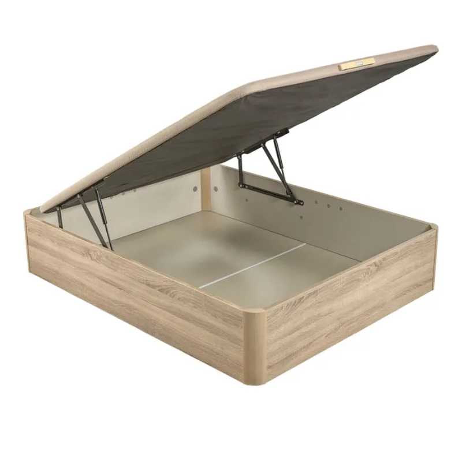 Canapé de cama abierto de estilo madera.