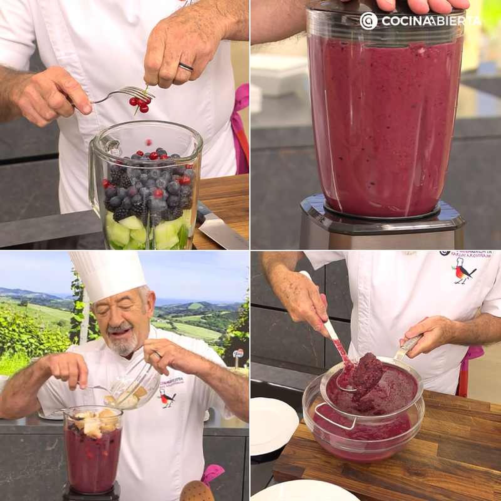 Corta y tritura los ingredientes en una batidora de vaso