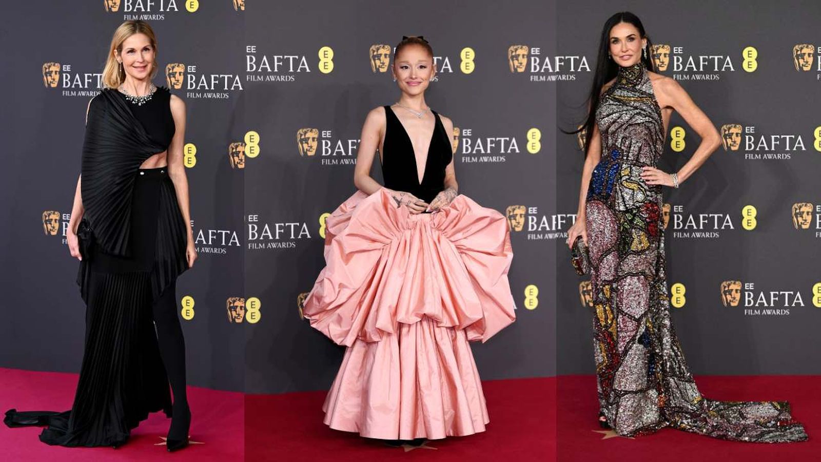 Kelly Rutherford, Ariana Grande y Demi Moore en los Premios Bafta 2025