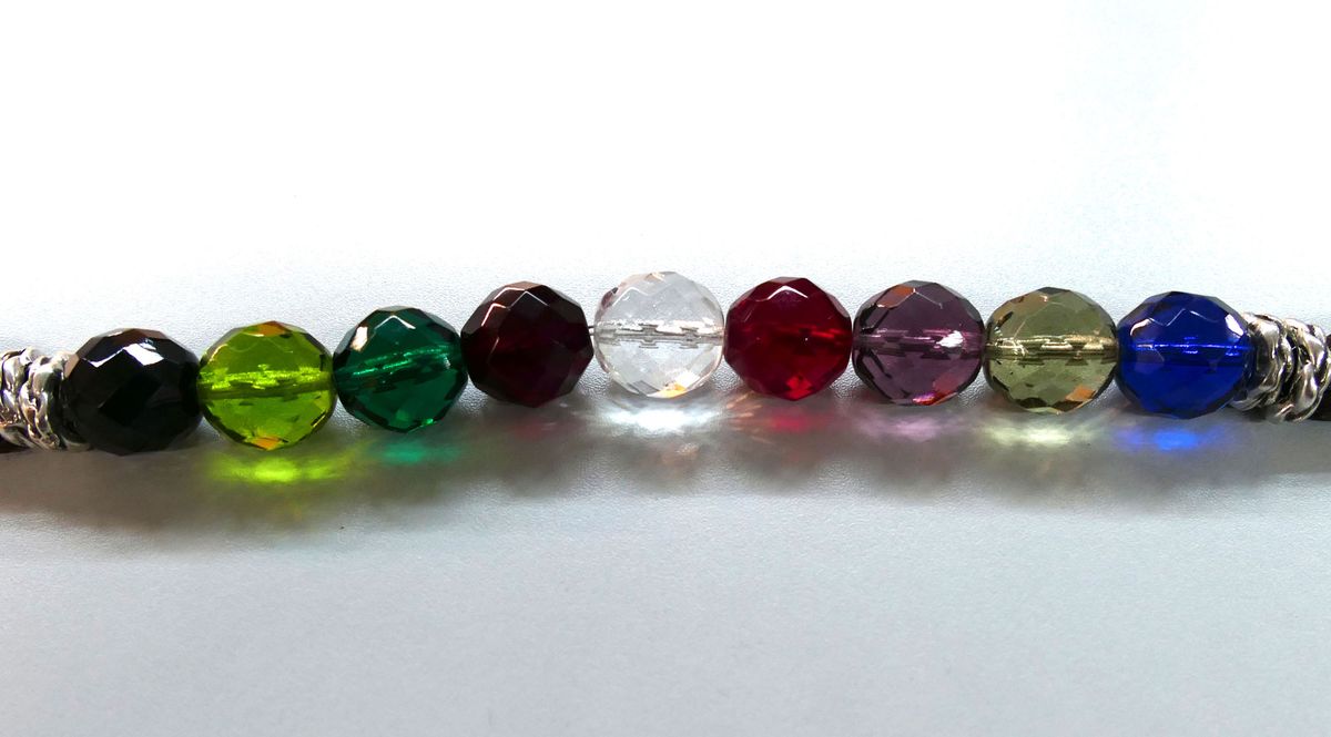 Collar Kumihimo con cuentas de cristal paso 1