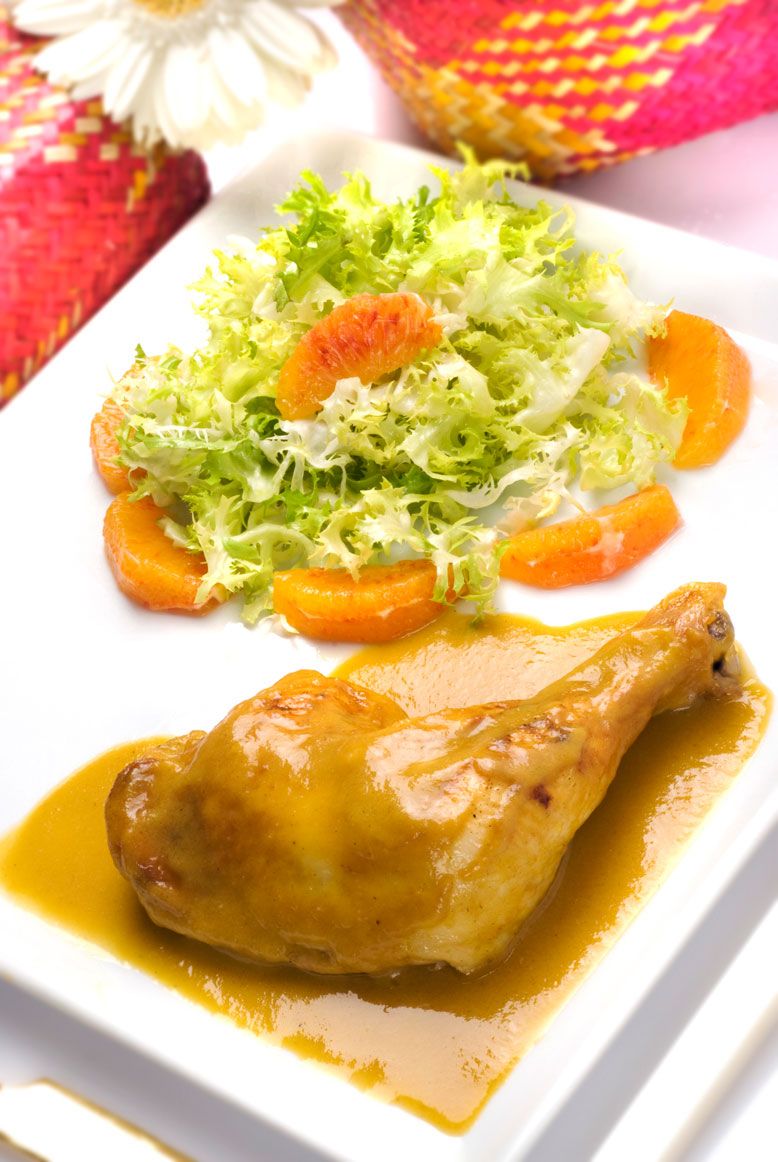 Muslos de pollo a la naranja