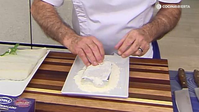 receta bacalao gratinado guisantes ka paso 1