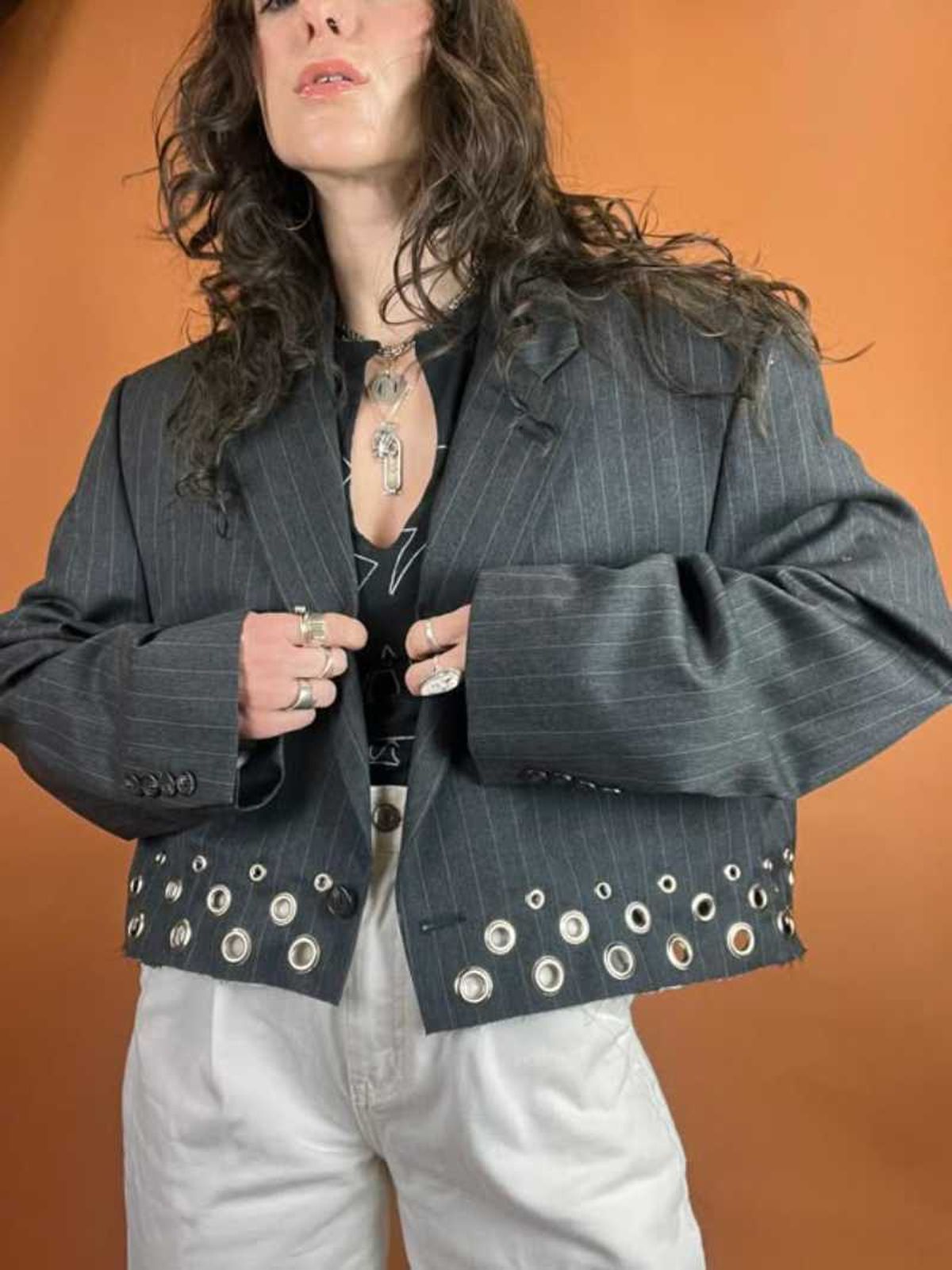 Blazer cropped personalizada.