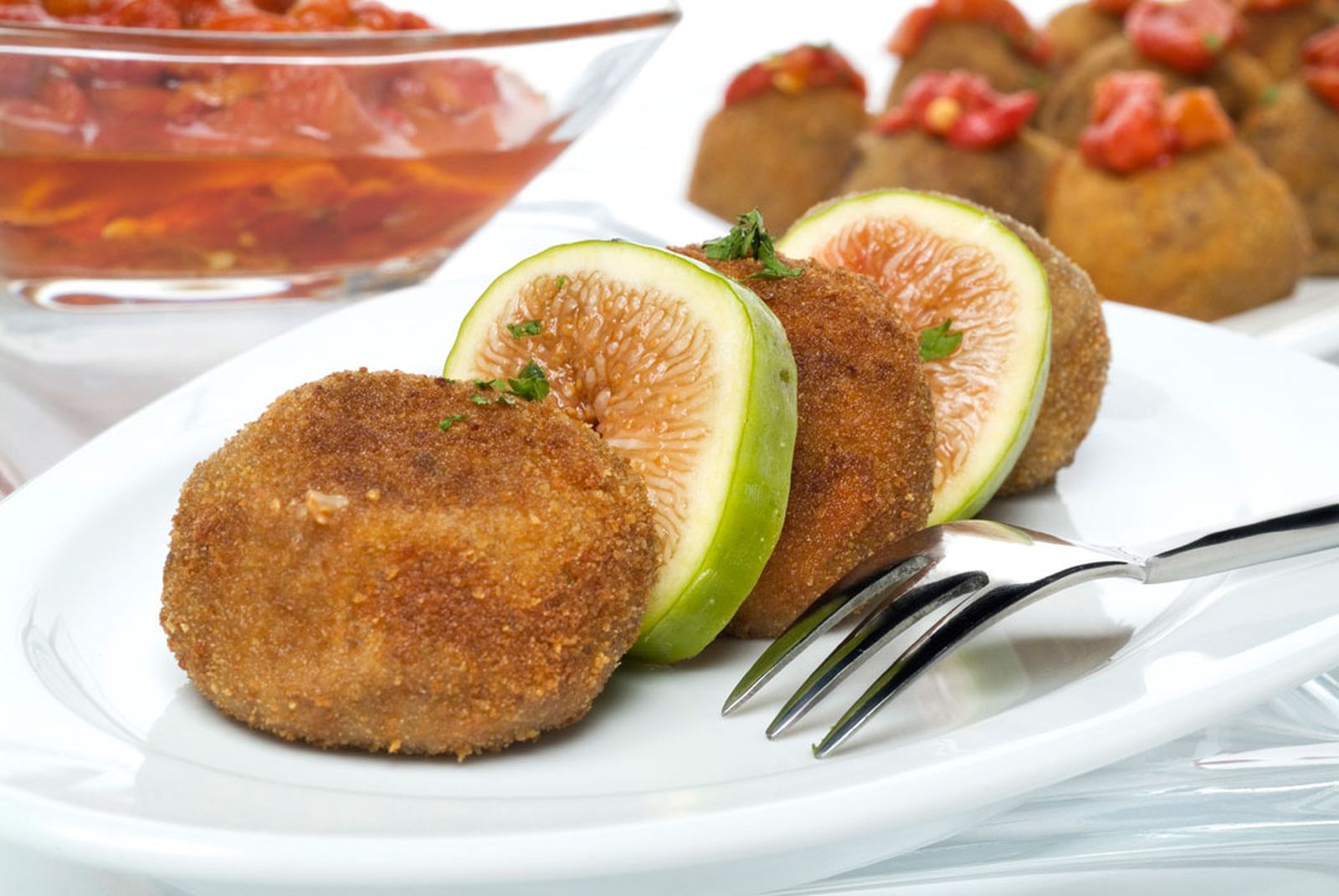 Croquetas de morcilla con pimientos