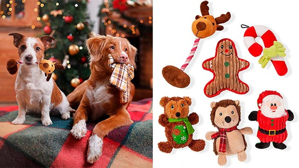 Juguetes navideños para perros.