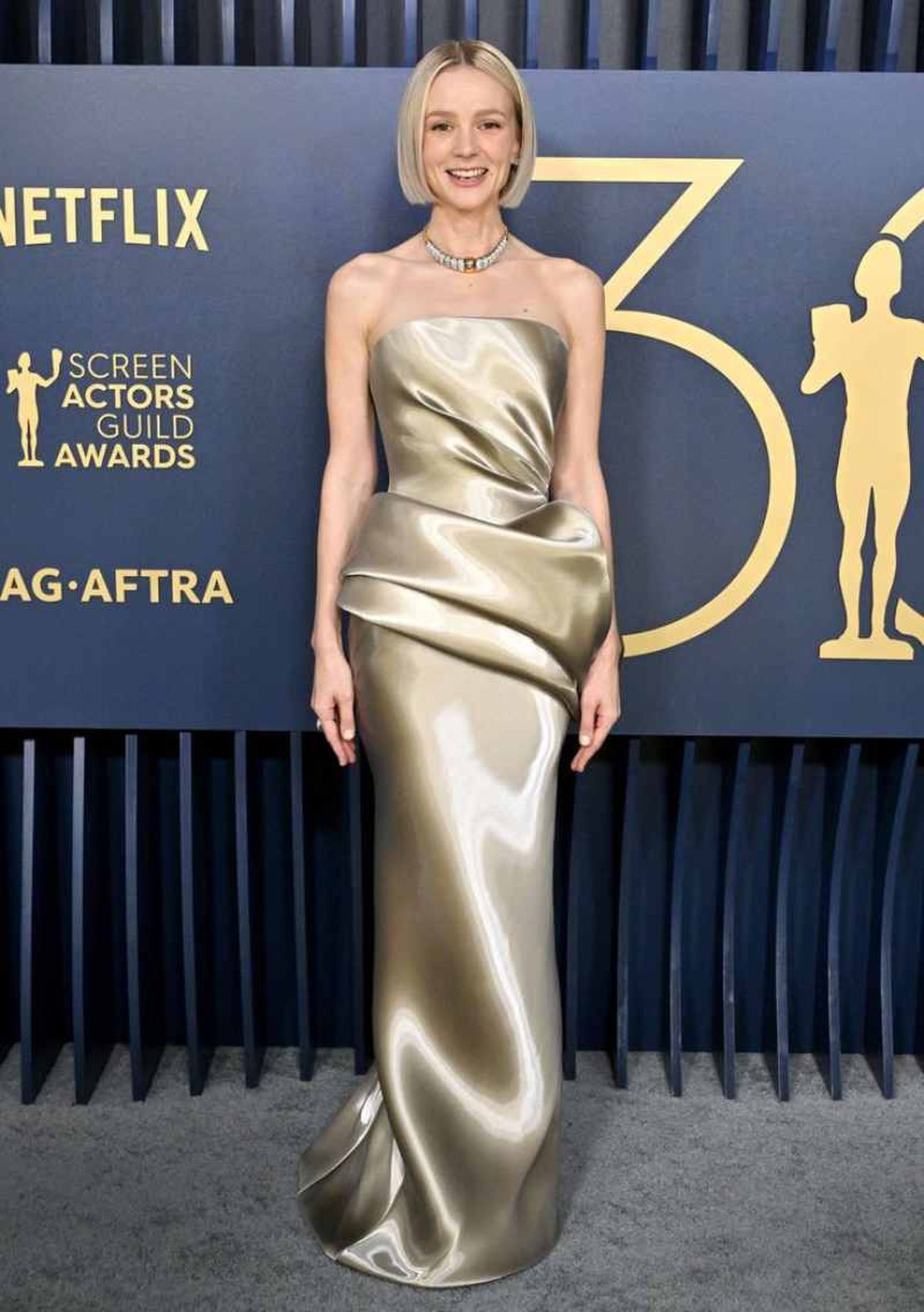 Vestido de noche en color champagne de Armani