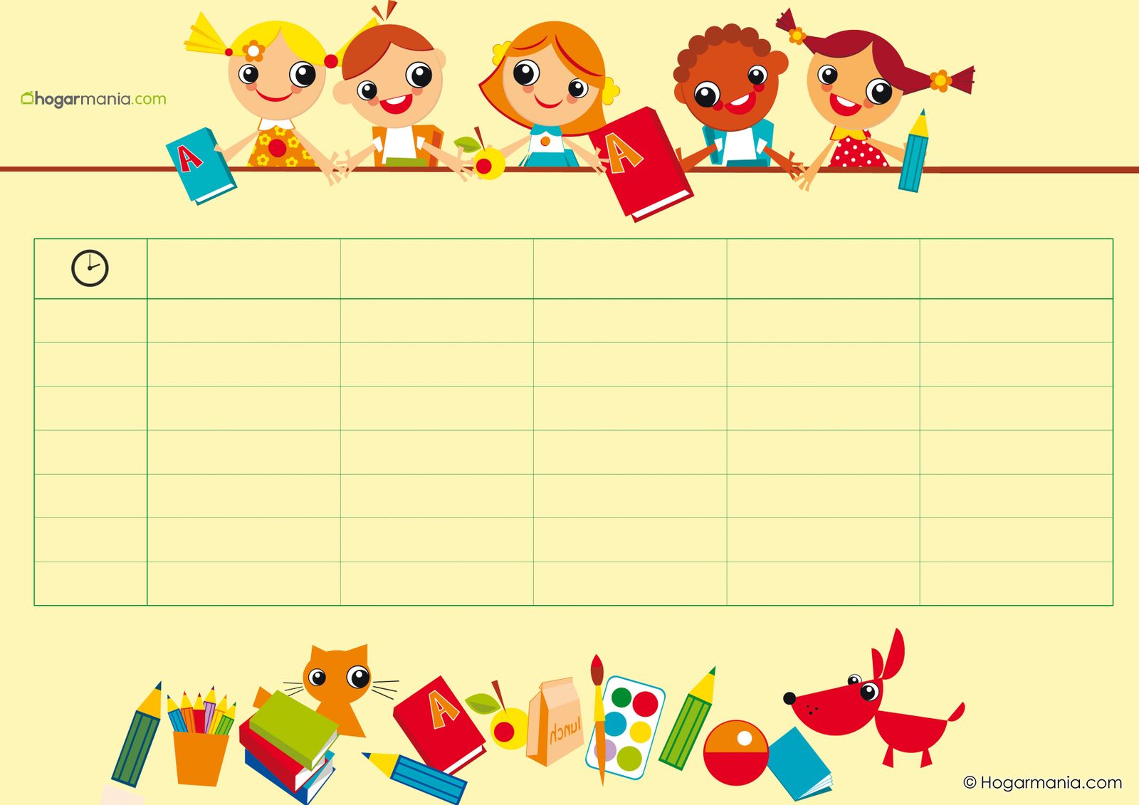 Tabla para horario de clases 1