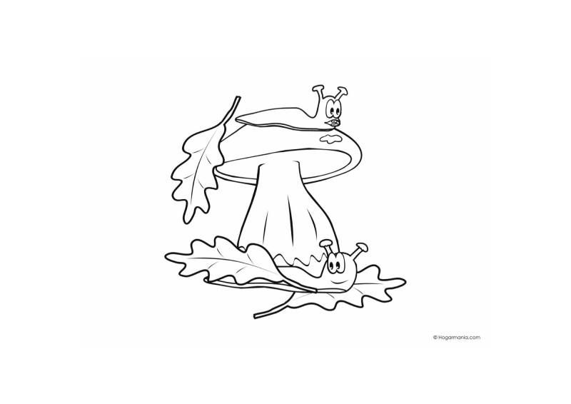 Dibujo de otoño de una seta para colorear.