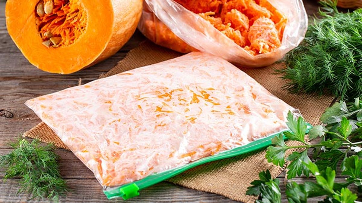 congelar calabaza bolsa aplanada