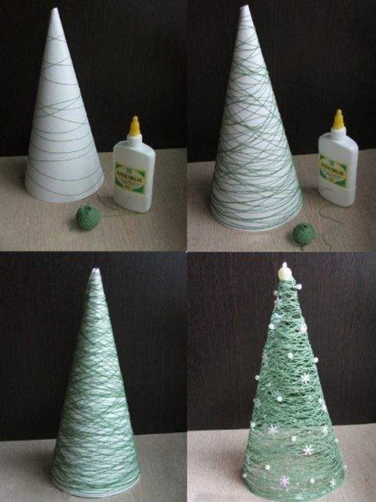 Cómo hacer un árbol de Navidad con hilo o lana.