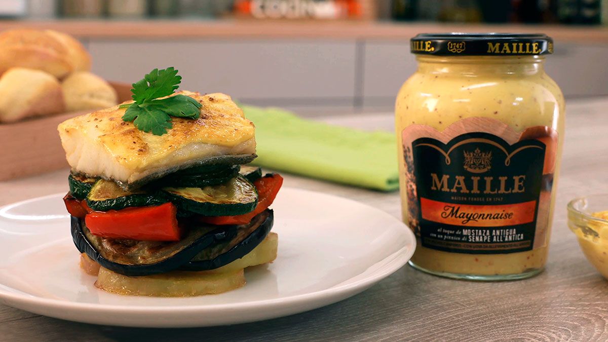 Receta de milhojas de bacalao gratinado con verduras  paso 6