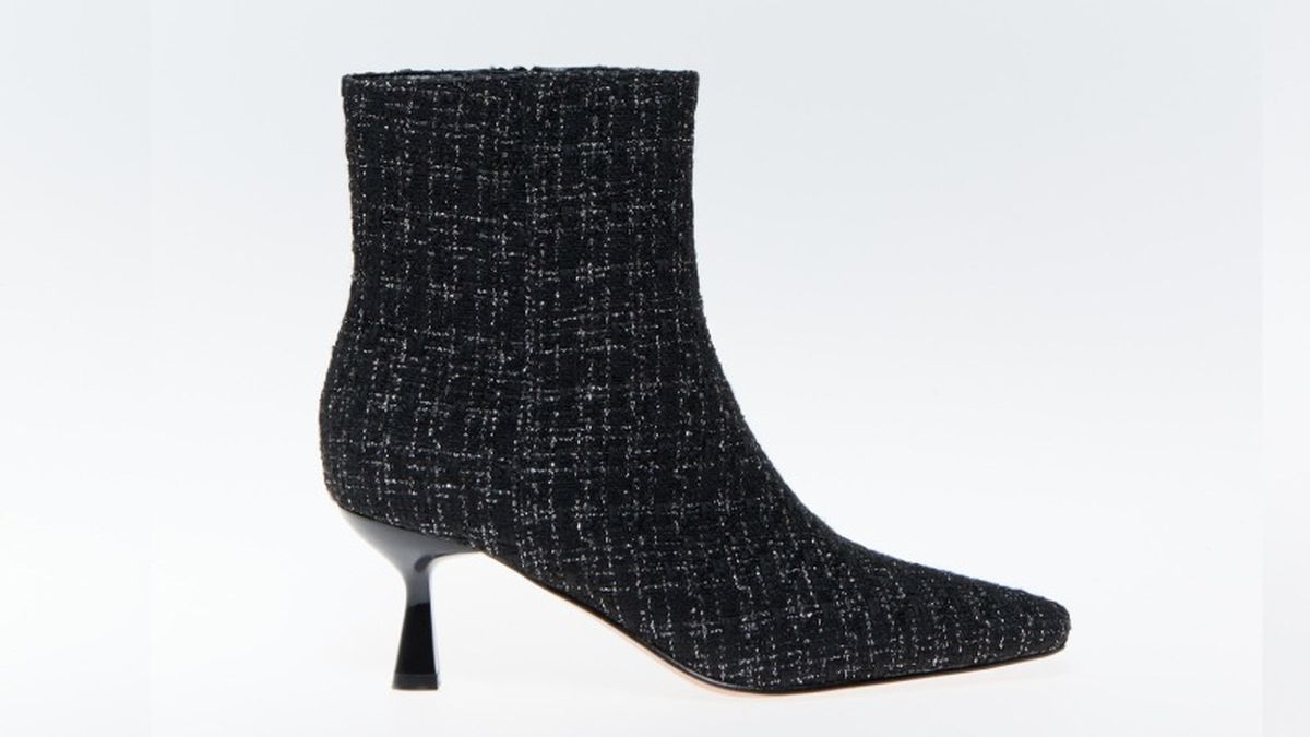 Botín con tacón kitten en tweed
