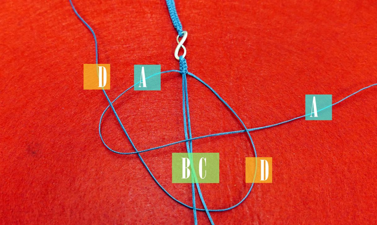 cómo hacer una pulsera macrame paso4