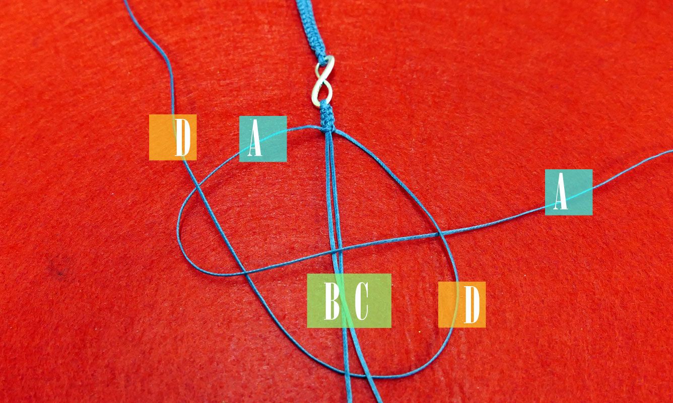 cómo hacer una pulsera macrame paso4