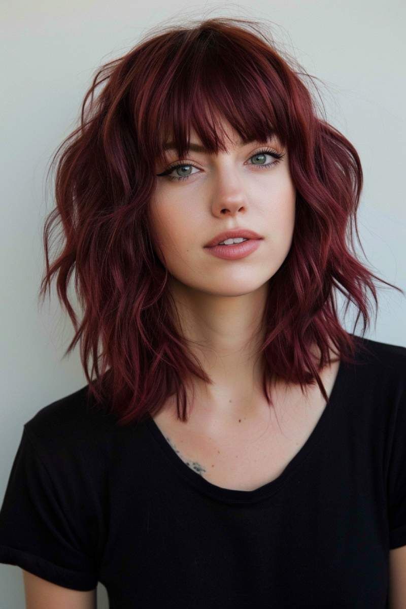 Corte de pelo shag a la atura del hombro