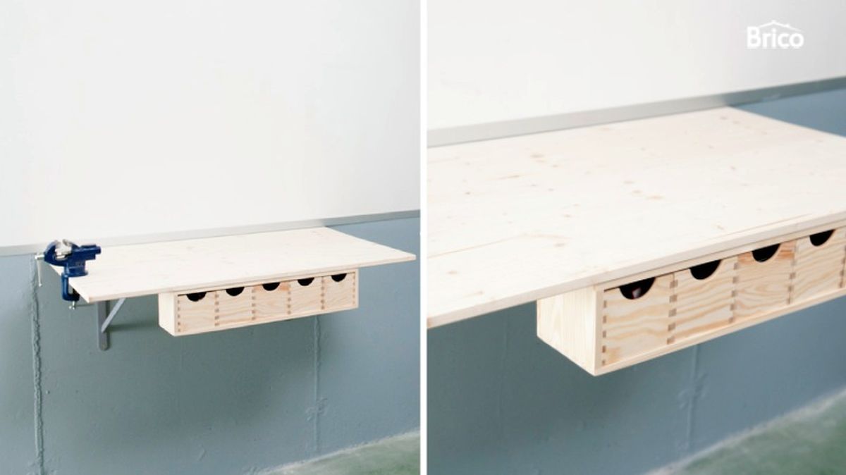 Resultado final de hacer una mesa de trabajo suspendida