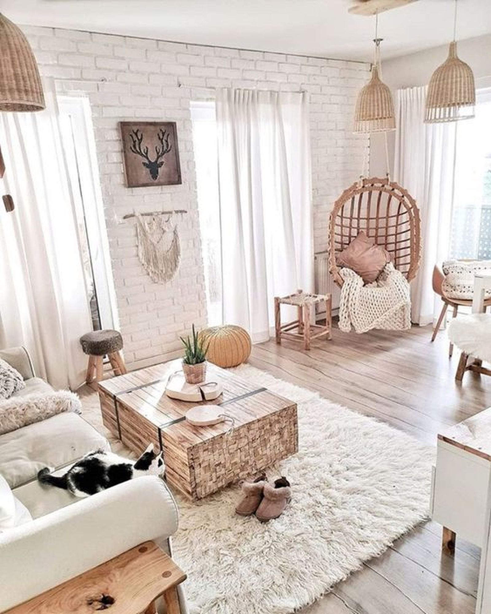 salon blanco madera bohemio pinterest