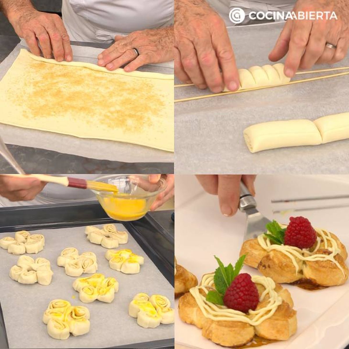 flores de hojaldre receta pasos