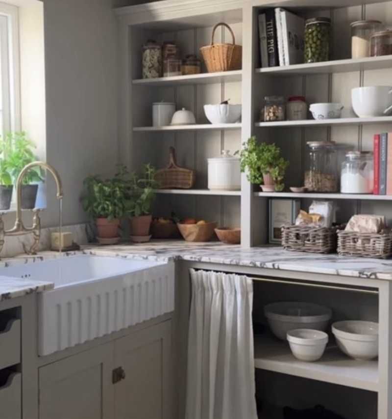 Cocina tradicional con alacena.