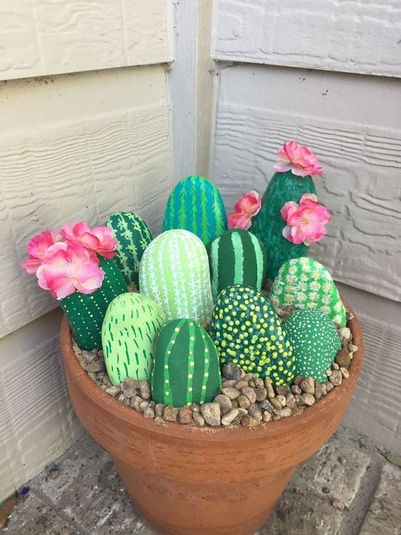 piedras pintadas jardin cactus pinterest la voz del muro