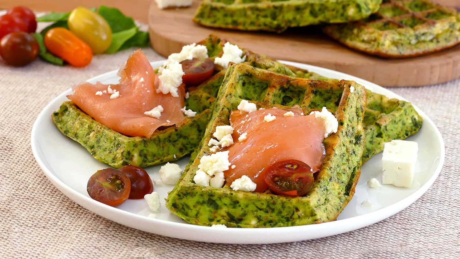 Recetas de gofres salados de espinaca y queso feta