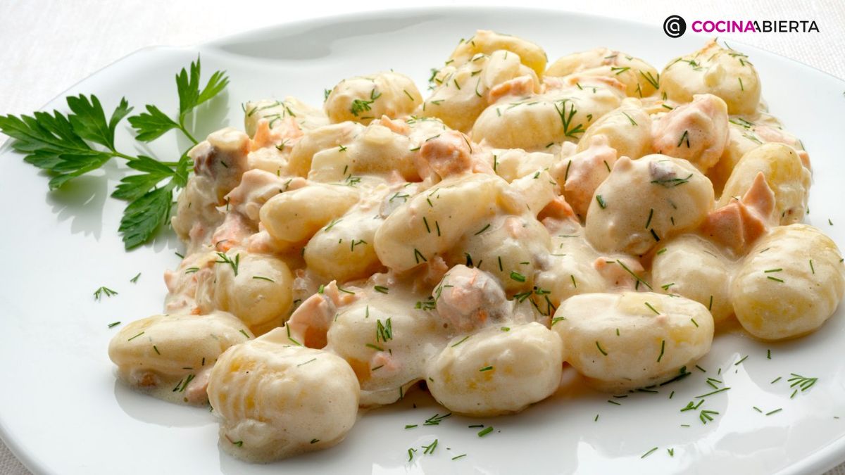 noquis con salmon receta